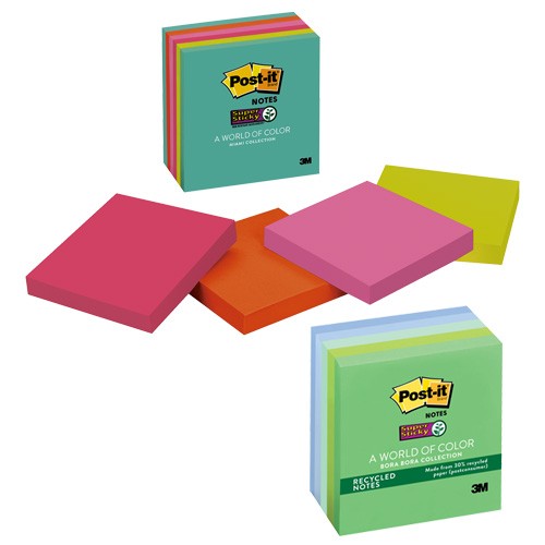 BLOCK POST IT ADHES. 3M 3X3"PAQ.6 U. 654 COLS. MIAMIUP,BORA