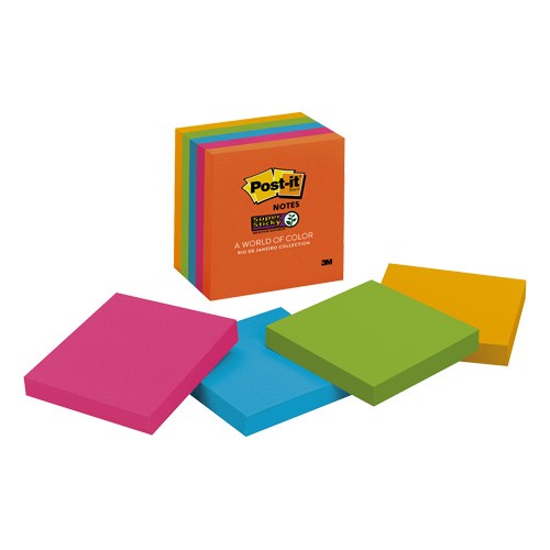 BLOCK POST IT ADHES. 3M 3X3"PAQ.5 U. 654 COLS. BALI.R/JANEIRO
