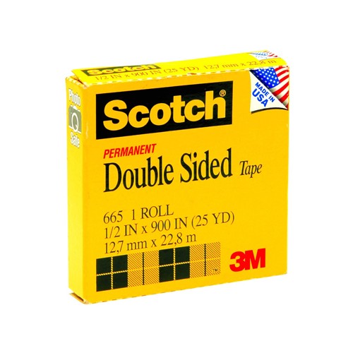 CINTA TAPE ADHES. SCOTCH 665 D/LADO 1/2" X25 M. 3M