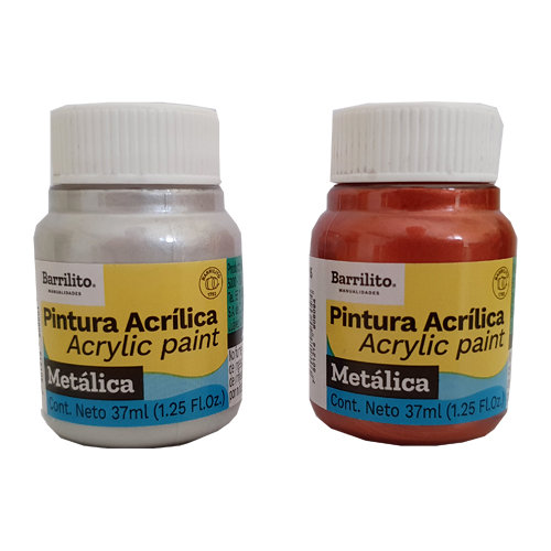 BOTE PINTURA ACRILICA 37ML BARRILITO COLORES METALICOS