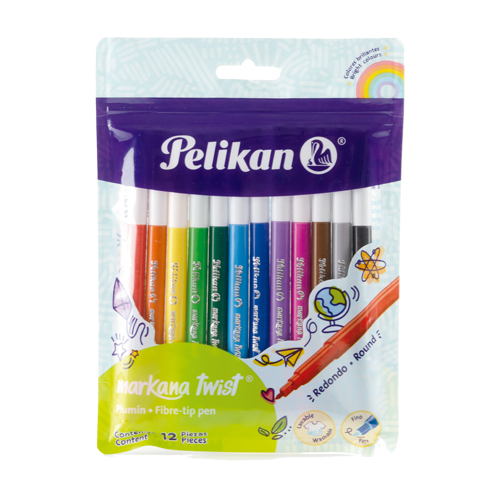 MARCADOR PELIKAN TWIST TRIANG. P/FINO 12 COLS.