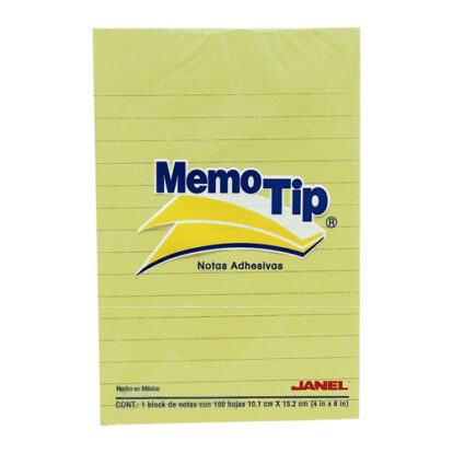 BLOCK MEMOTIP 4X6 C/L. AMARILLO100 HOJAS